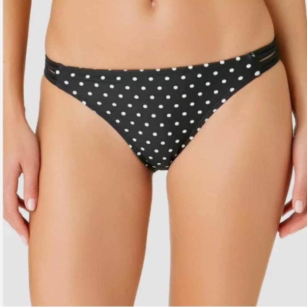 california waves black polka dot bikini bottom
